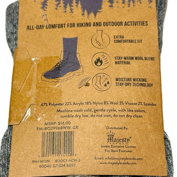 Born Outdoor Squirrel Wool Blend Socks NWT 2 Pairs Womens Shoe Size 4-10 - Picture 4 of 5